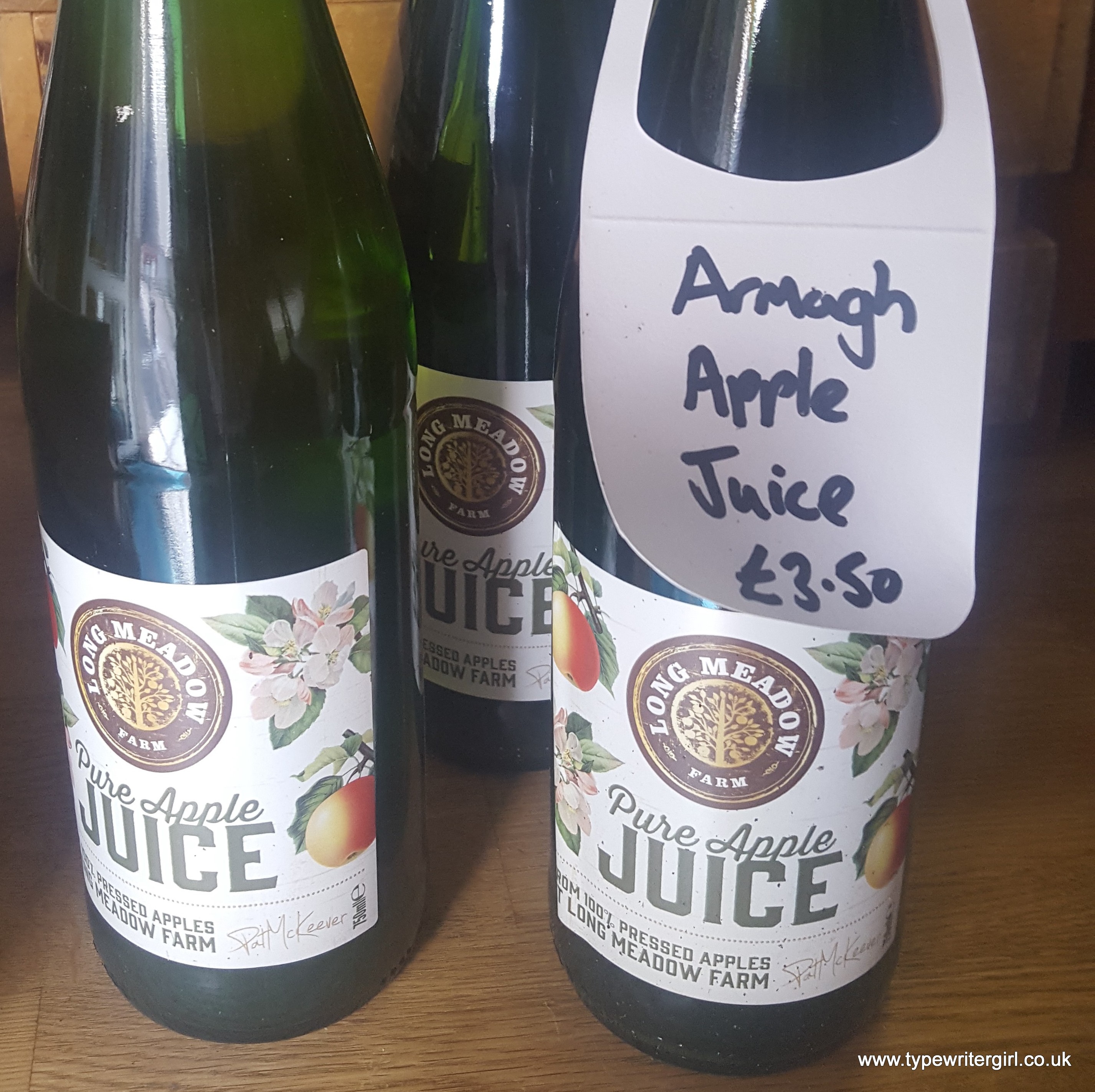 bottles of Armagh apple juice